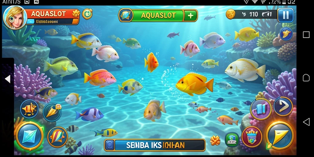 Tampilan gameplay AQUASLOT yang seru dan penuh warna.