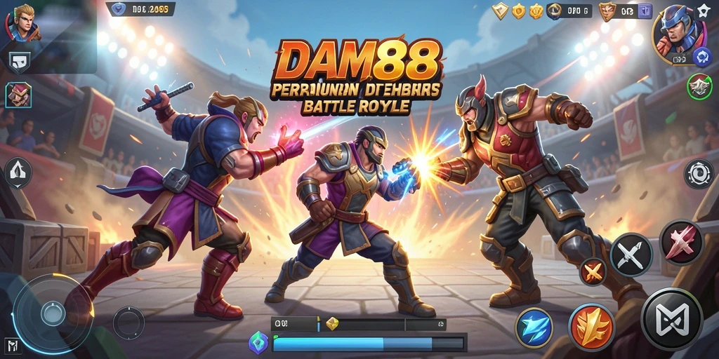 Screenshot gameplay DAM88 menampilkan aksi seru di arena Battle Royale.