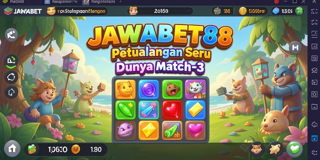 Gameplay seru JAWABET88 dengan kombinasi item match-3 yang menarik.