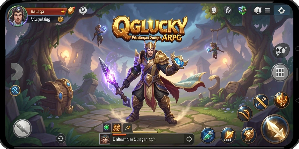 Screenshot QGLUCKY menampilkan aksi seru dalam permainan ARPG.