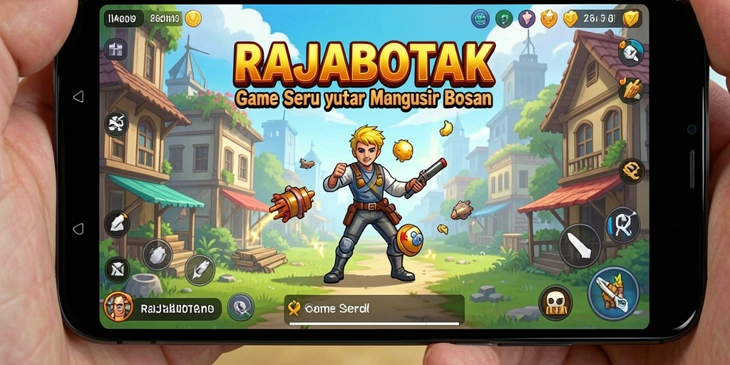 Tampilan gameplay seru dalam RAJABOTAK yang penuh dengan warna.