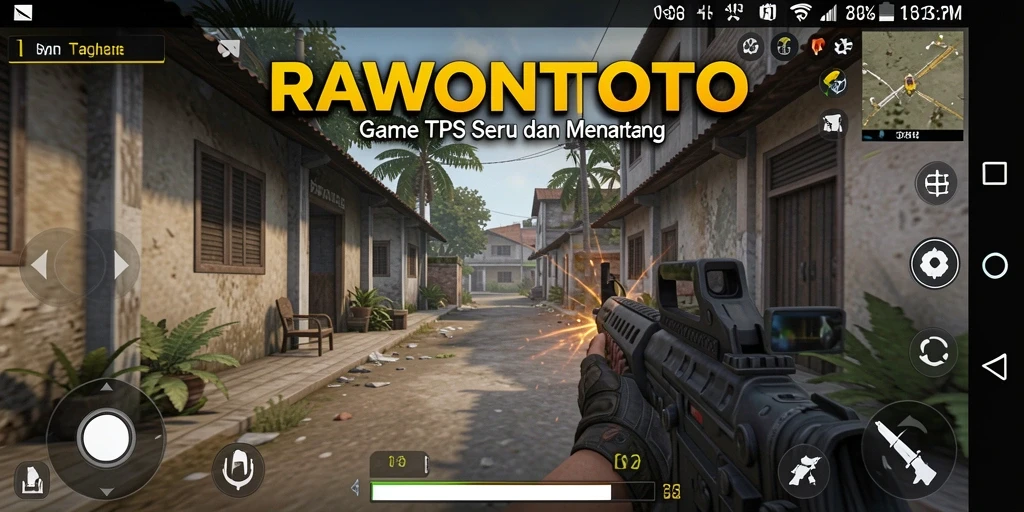 Tampilan utama gameplay RAWONTOTO dalam aksi TPS.