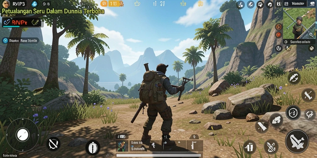 Screenshot gameplay RVIP3 menampilkan petualangan seru dalam dunia terbuka.