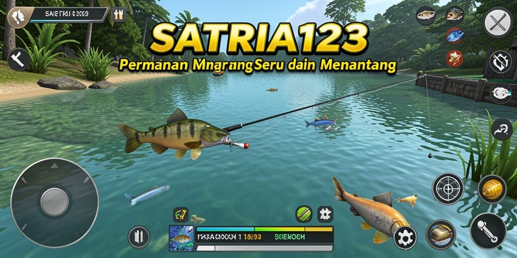 Tampilan gameplay memancing yang mendebarkan di SATRIA123.