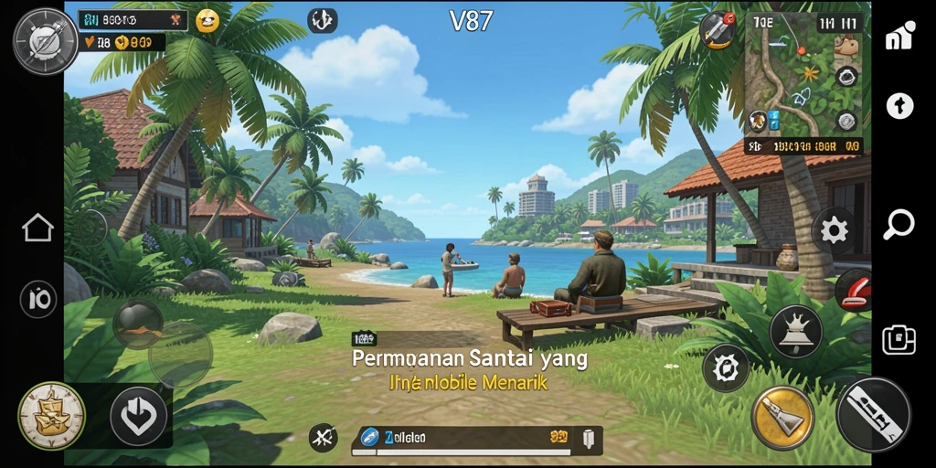 Tangkapan layar V87 menampilkan gameplay santai yang menyenangkan.